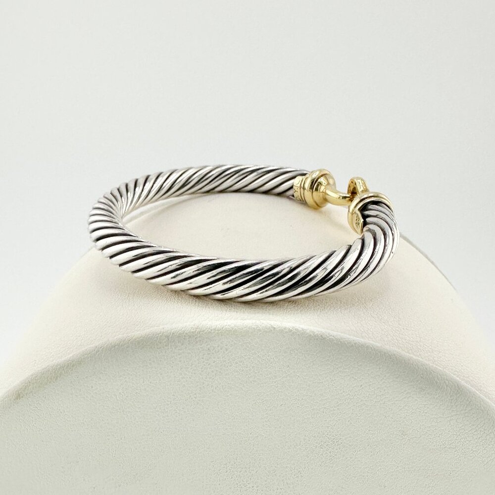 David Yurman Buckle Bracelet w/ 18K Yellow Gold & Diamonds - 7mm - Medium - Picture 6 of 10
